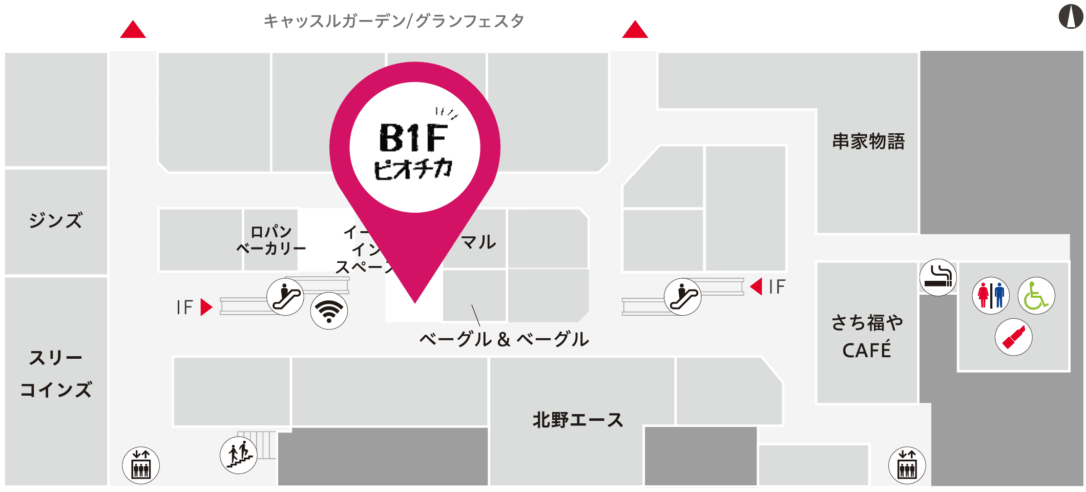 食物販催事に最適な冷蔵什器及び冷凍ストッカーの無料貸し出しも可能なイベントスペースの図面・フロアマップ