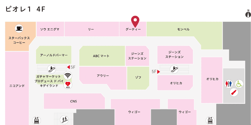 物販テナント出店募集区画 ピオレ1/4階の図面・フロアマップ