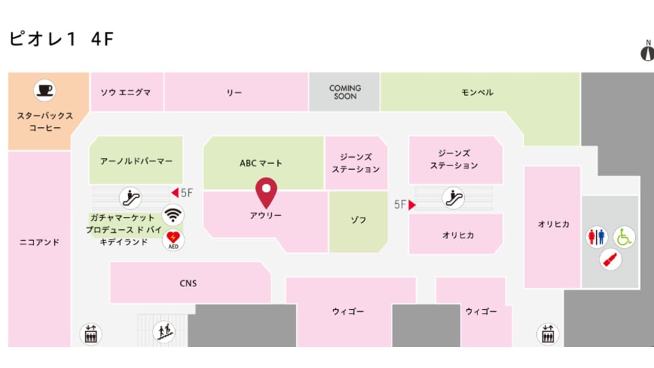 物販テナント出店募集区画 ピオレ1/4階の図面・フロアマップ