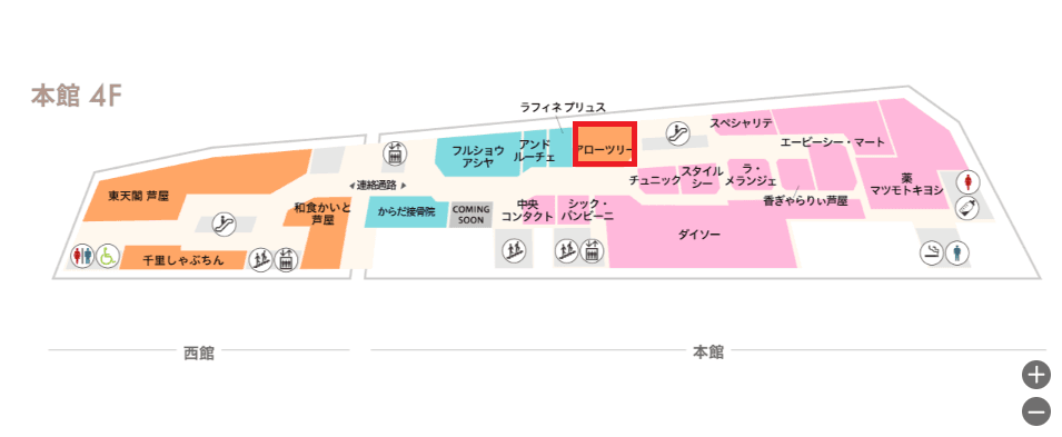 カフェ、サービステナント募集区画 芦屋駅直結4階モンテメール芦屋の図面・フロアマップ