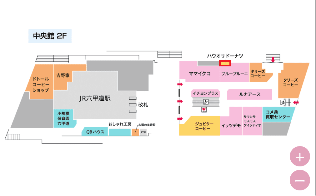 食物販(テイクアウトスイーツ、実演販売)テナント出店募集区画 六甲道駅直結2階の図面・フロアマップ